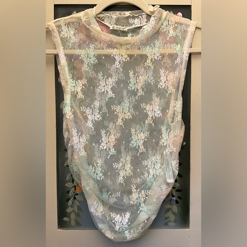 Intimately Free People “Nice Try” Lace Muscle Tank in Hazy Combo (pastels), NWOT - Picture 2 of 9